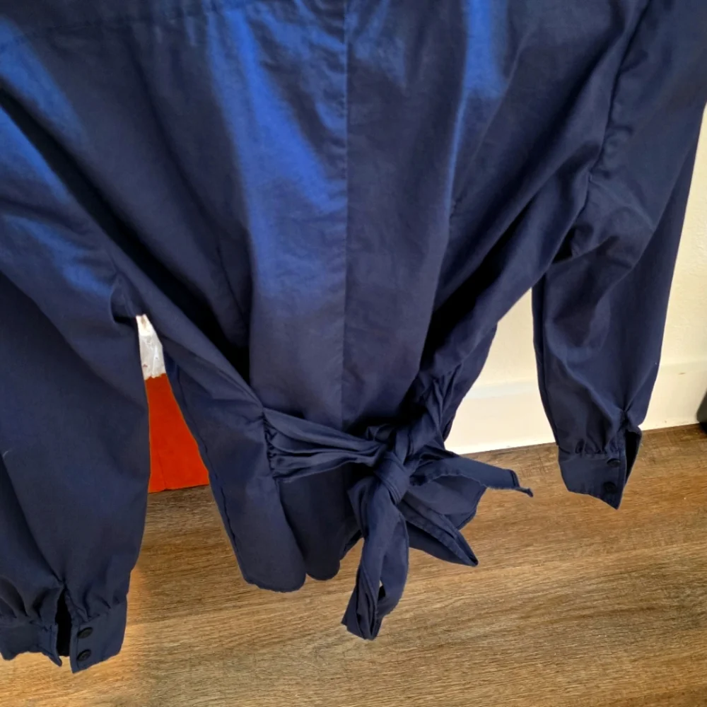 Blue Ruffled Button-Up Shirt - Picture 4 of 5